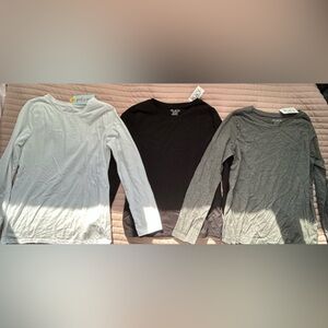 Cat & Jack and place black gray and White 3 Long Sleeve Shirt set NWT Size L